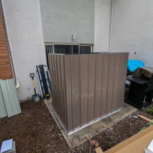 Small Outdoor Storage Shed Assembly with Custom Basement